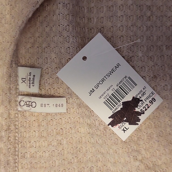 NEW CATO XL Beige Daisy Ladybug Waffle Knit Top Long Sleeve NWT - Picture 5 of 5